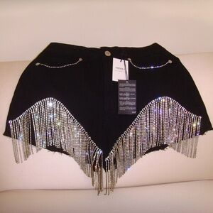 FOREVER 21 Los Angeles Black Denim and Rhinestone Shorts NEW - U.S. Size 25